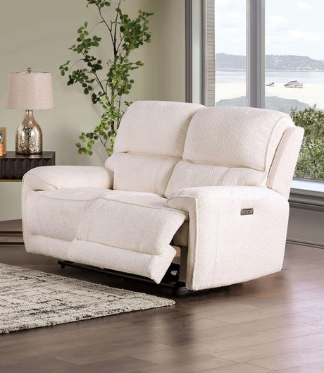 Morcote Beige Power Reclining Sofa & Loveseat by Furniture of America at Eve Furniture
