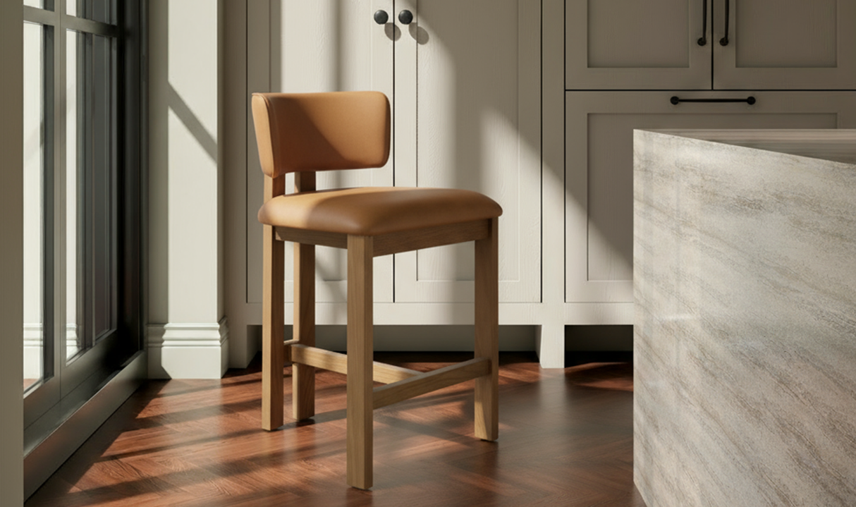 Morel Counter Stool Brown Leather by Moe's Home at Eve Furniture