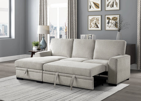Morelia 2-Piece Sectional with Pull-out Bed and Left Chaise with Hidden Storage In Beige by Homelegance at Eve Furniture