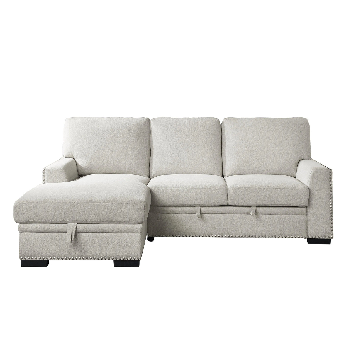 Morelia 2-Piece Sectional with Pull-out Bed and Left Chaise with Hidden Storage In Beige by Homelegance at Eve Furniture