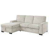 Morelia 2-Piece Sectional with Pull-out Bed and Left Chaise with Hidden Storage In Beige by Homelegance at Eve Furniture