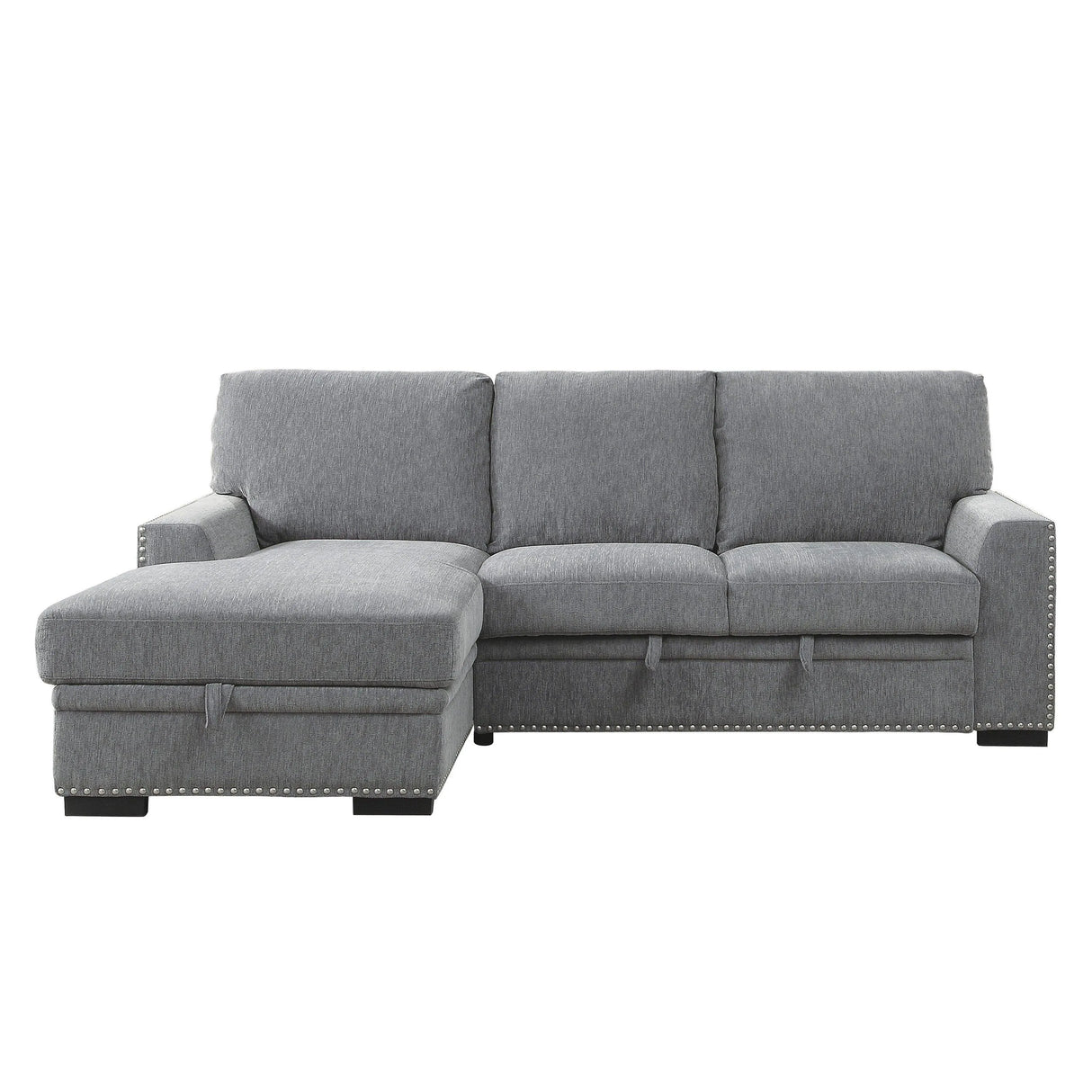 Morelia 2-Piece Sectional with Pull-out Bed and Left Chaise with Hidden Storage In Gray by Homelegance at Eve Furniture