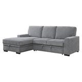 Morelia 2-Piece Sectional with Pull-out Bed and Left Chaise with Hidden Storage In Gray by Homelegance at Eve Furniture