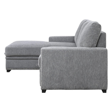 Morelia 2-Piece Sectional with Pull-out Bed and Left Chaise with Hidden Storage In Gray by Homelegance at Eve Furniture