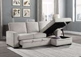 Morelia 2-Piece Sectional with Pull-out Bed and Right Chaise with Hidden Storage In Beige by Homelegance at Eve Furniture