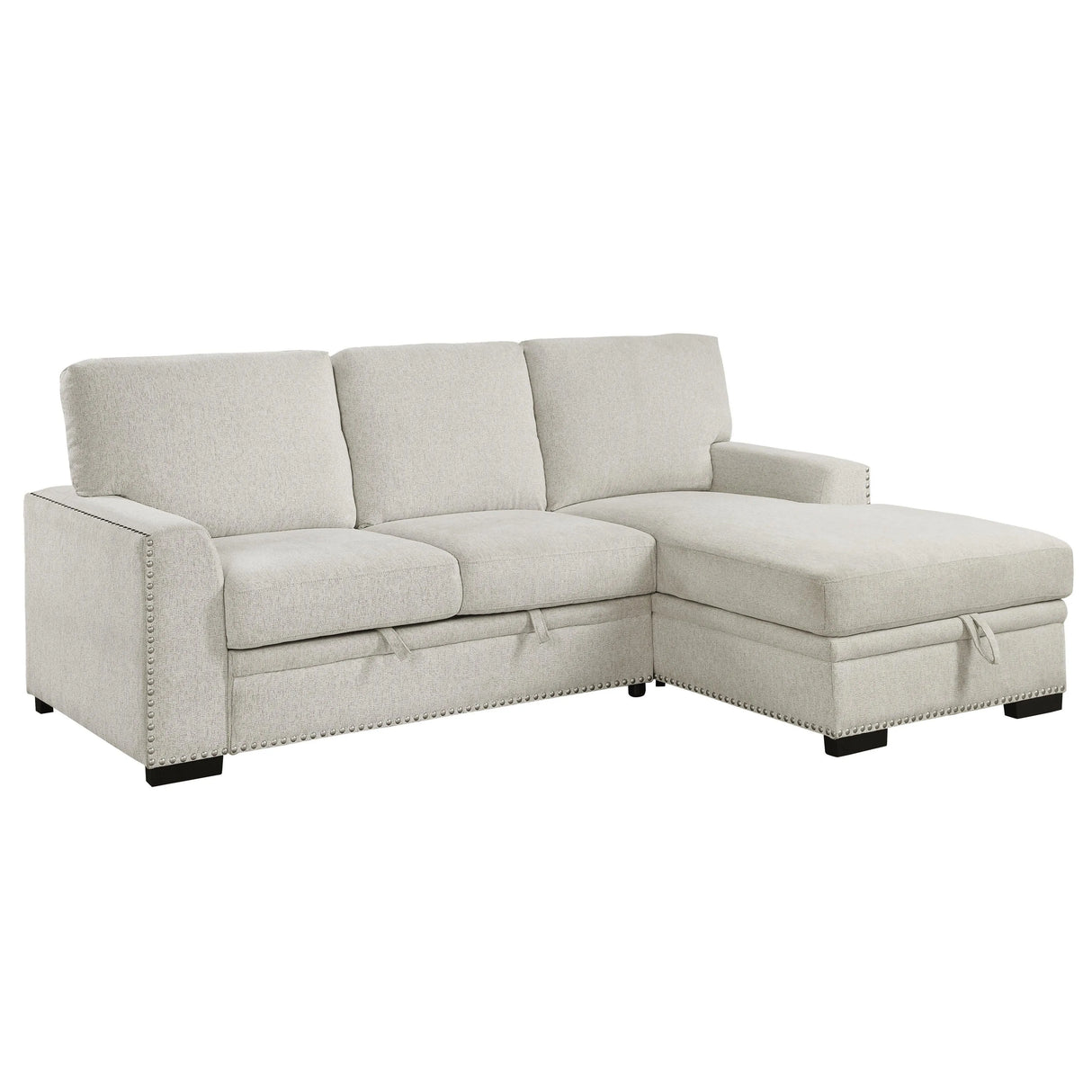 Morelia 2-Piece Sectional with Pull-out Bed and Right Chaise with Hidden Storage In Beige by Homelegance at Eve Furniture
