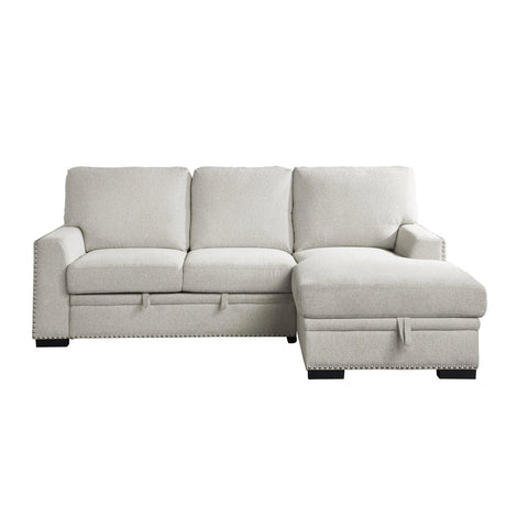Morelia 2-Piece Sectional with Pull-out Bed and Right Chaise with Hidden Storage In Beige by Homelegance at Eve Furniture