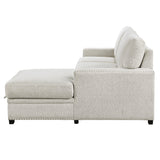 Morelia 2-Piece Sectional with Pull-out Bed and Right Chaise with Hidden Storage In Beige by Homelegance at Eve Furniture
