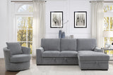 Morelia 2-Piece Sectional with Pull-out Bed and Right Chaise with Hidden Storage In Gray by Homelegance at Eve Furniture