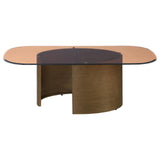 Morena Rectangular Coffee Table with Tawny Tempered Glass Top Brushed Bronze