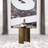 Morena Round End Table with Tawny Tempered Glass Top Brushed Bronze