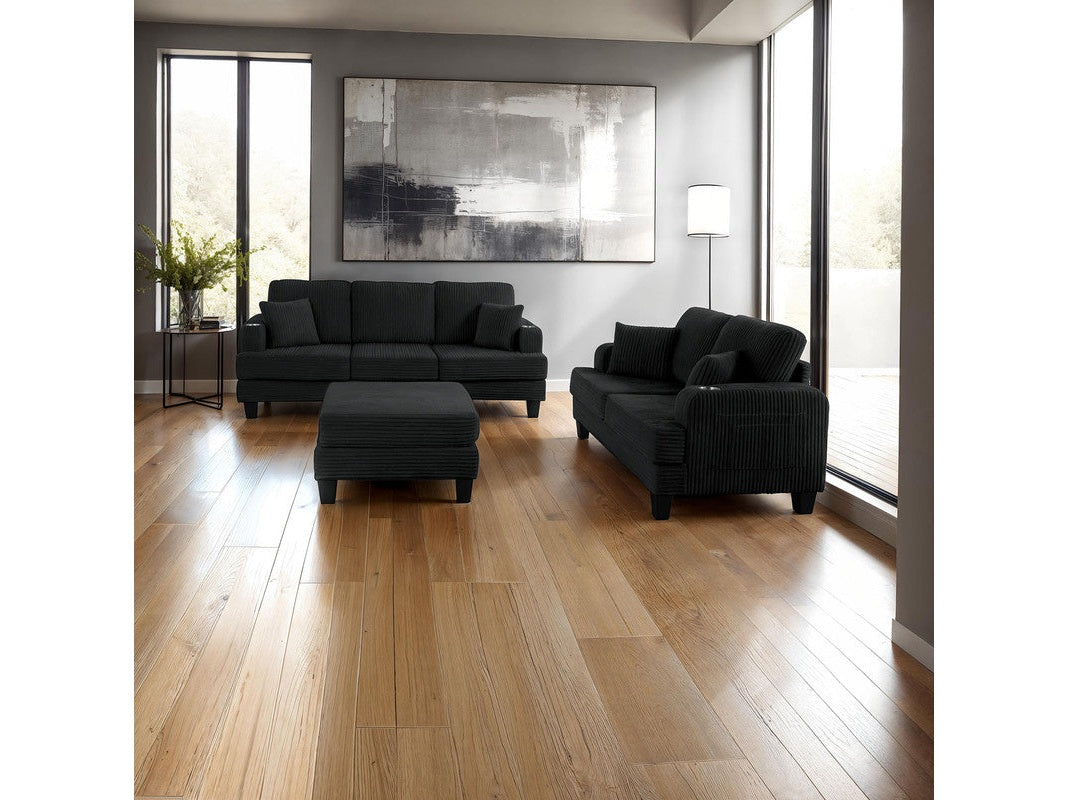 Moretaine Black Sofa & Loveseat by Furniture of America at Eve Furniture