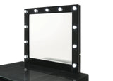 Morgan Black Makeup Vanity Set with Lighted Mirror by Crown Mark at Eve Furniture