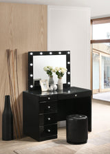 Morgan Black Makeup Vanity Set with Lighted Mirror by Crown Mark at Eve Furniture