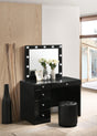 Morgan Black Makeup Vanity Set with Lighted Mirror by Crown Mark at Eve Furniture