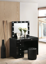Morgan Black Makeup Vanity Set with Lighted Mirror by Crown Mark at Eve Furniture