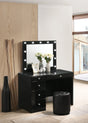 Morgan Black Makeup Vanity Set with Lighted Mirror by Crown Mark at Eve Furniture