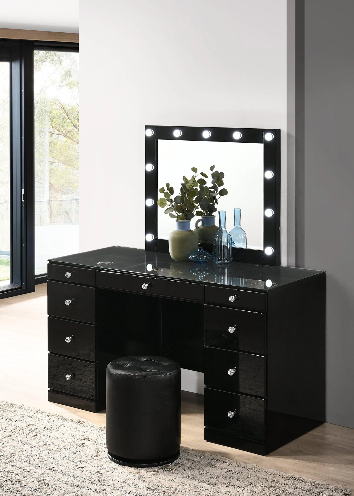Morgan Black Round Swivel Stool by Crown Mark at Eve Furniture