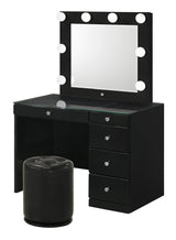 Morgan Black Vanity Set w/LED Mirror & Stool