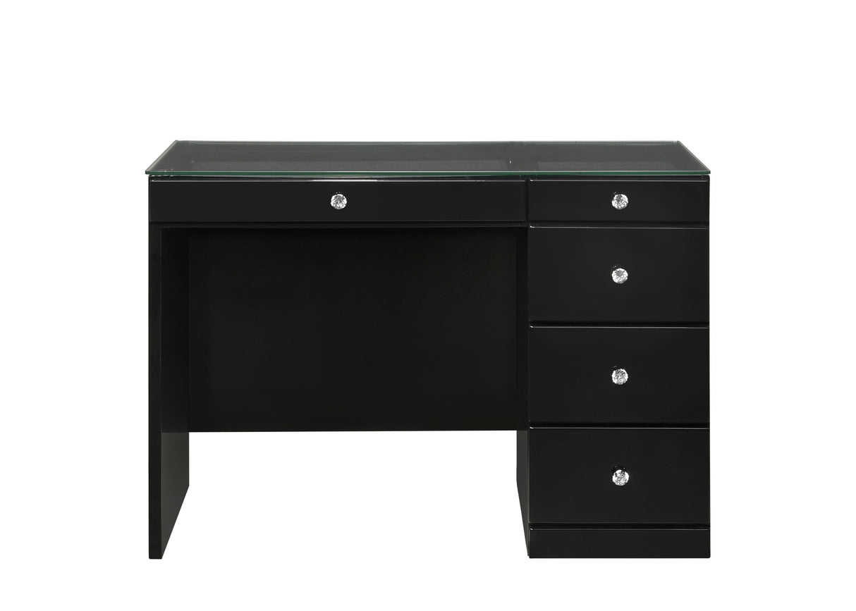 Morgan Black Vanity Set w/LED Mirror & Stool