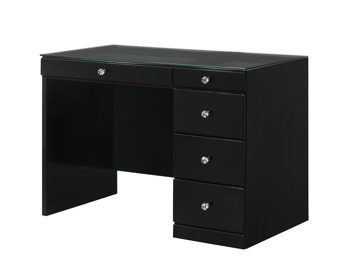 Morgan Black Vanity Set w/LED Mirror & Stool