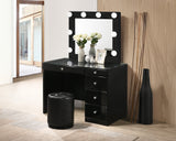 Morgan Black Vanity Set w/LED Mirror & Stool