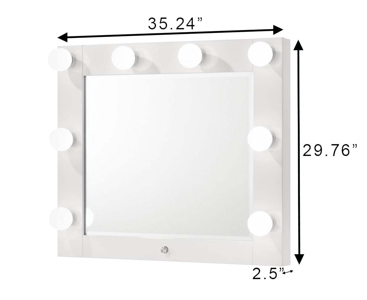 Morgan White Vanity Set w/LED Mirror & Stool
