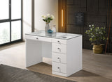 Morgan White Vanity Set w/LED Mirror & Stool