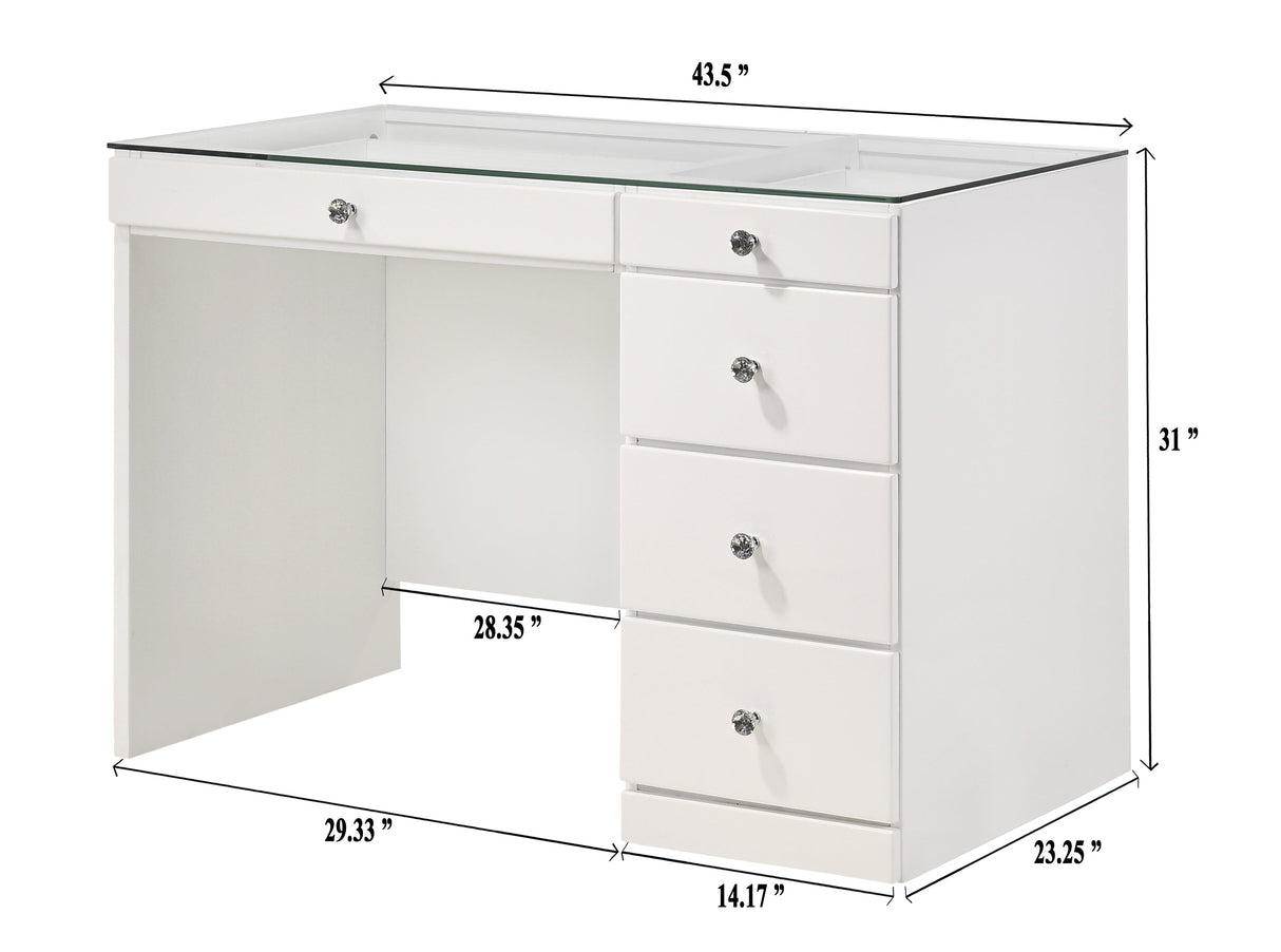 Morgan White Vanity Set w/LED Mirror & Stool