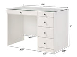 Morgan White Vanity Set w/LED Mirror & Stool