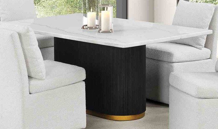 Morges Black/White Rectangular Dining Marble Table