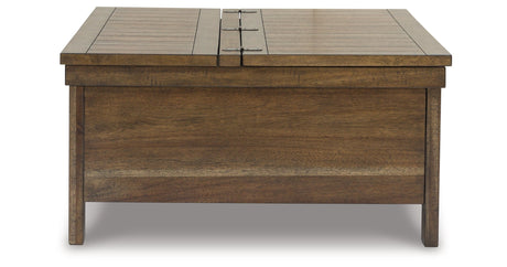 Moriville Coffee Table with 2 End Tables in Grayish Brown by Ashley at Eve Furniture
