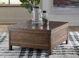 Moriville Coffee Table with 2 End Tables in Grayish Brown by Ashley at Eve Furniture
