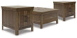 Moriville Coffee Table with 2 End Tables in Grayish Brown by Ashley at Eve Furniture