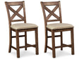 Moriville Grayish Brown Counter Height Chairs, Set of 2 by Ashley at Eve Furniture