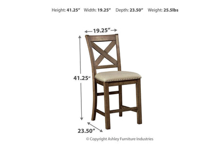 Moriville Grayish Brown Counter Height Chairs, Set of 2 by Ashley at Eve Furniture