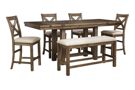 Moriville Grayish Brown Counter Height Dining Extension Table by Ashley at Eve Furniture
