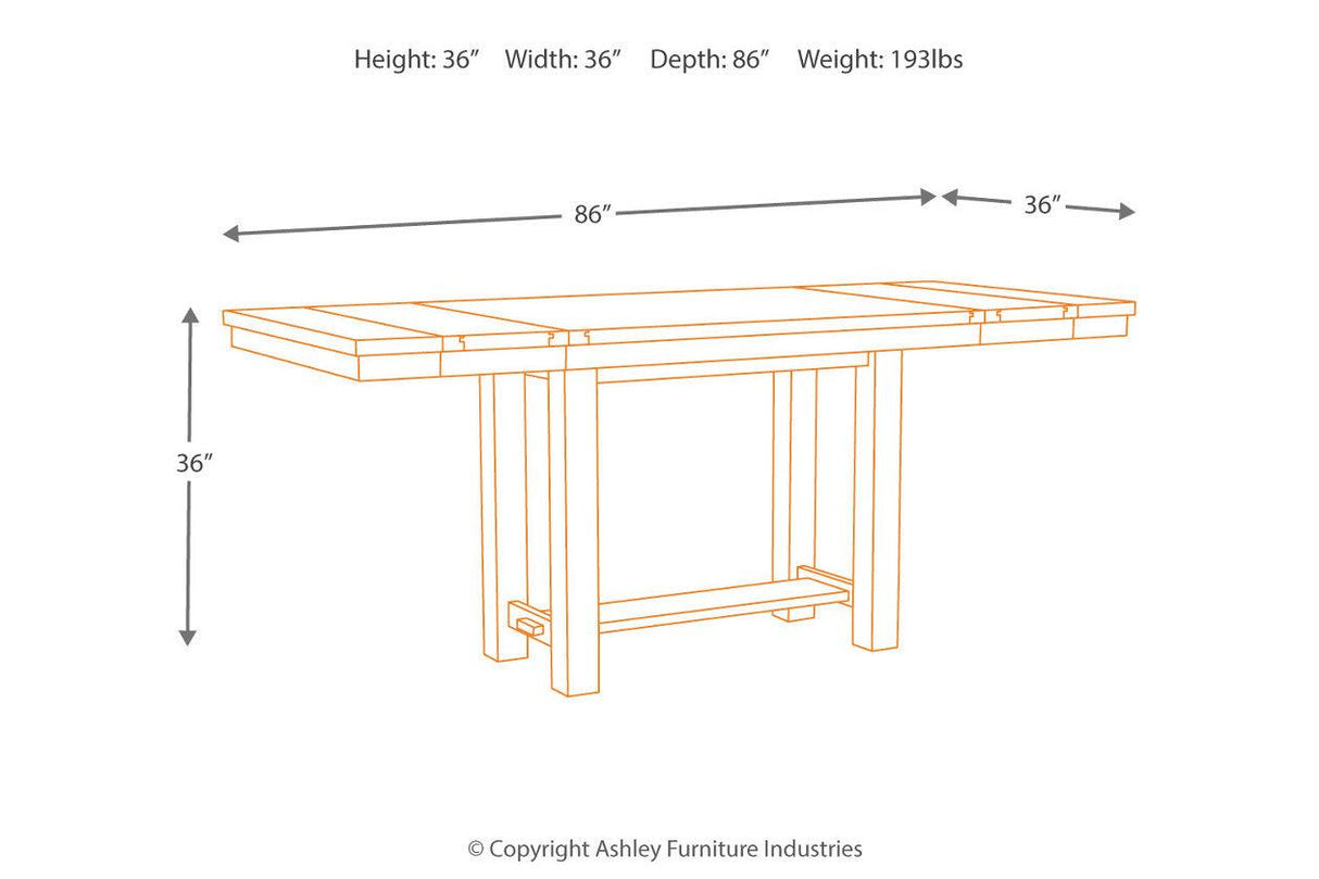 Moriville Grayish Brown Counter Height Dining Extension Table by Ashley at Eve Furniture