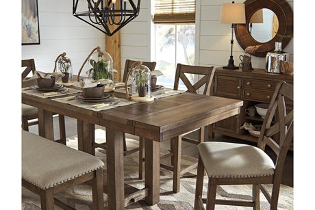 Moriville Grayish Brown Counter Height Dining Extension Table by Ashley at Eve Furniture