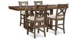 Moriville Grayish Brown Counter Height Dining Table and 4 Barstools by Ashley at Eve Furniture