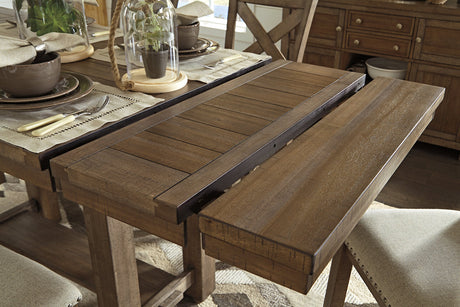 Moriville Grayish Brown Counter Height Dining Table and 4 Barstools by Ashley at Eve Furniture