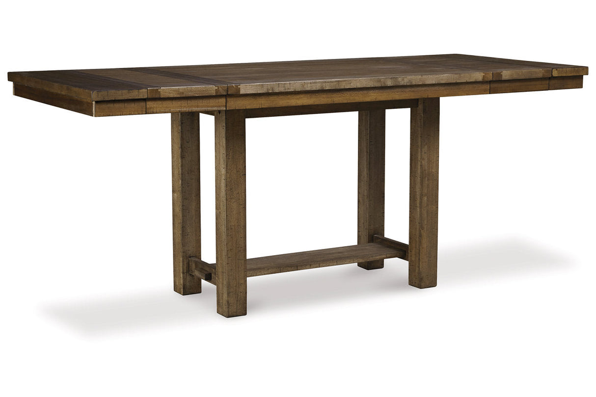 Moriville Grayish Brown Counter Height Dining Table and 6 Barstools by Ashley at Eve Furniture