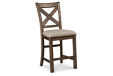 Moriville Grayish Brown Counter Height Dining Table and 6 Barstools by Ashley at Eve Furniture