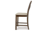 Moriville Grayish Brown Counter Height Dining Table and 6 Barstools by Ashley at Eve Furniture