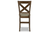 Moriville Grayish Brown Counter Height Dining Table and 6 Barstools by Ashley at Eve Furniture