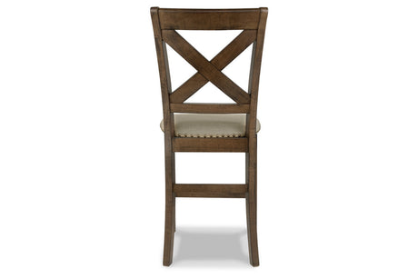 Moriville Grayish Brown Counter Height Dining Table and 6 Barstools by Ashley at Eve Furniture