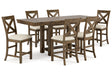 Moriville Grayish Brown Counter Height Dining Table and 6 Barstools by Ashley at Eve Furniture