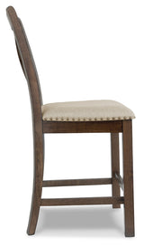 Moriville Grayish Brown Counter Height Dining Table with 4 Barstools and Bench by Ashley at Eve Furniture