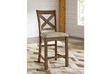 Moriville Grayish Brown Counter Height Dining Table with 4 Barstools and Bench by Ashley at Eve Furniture