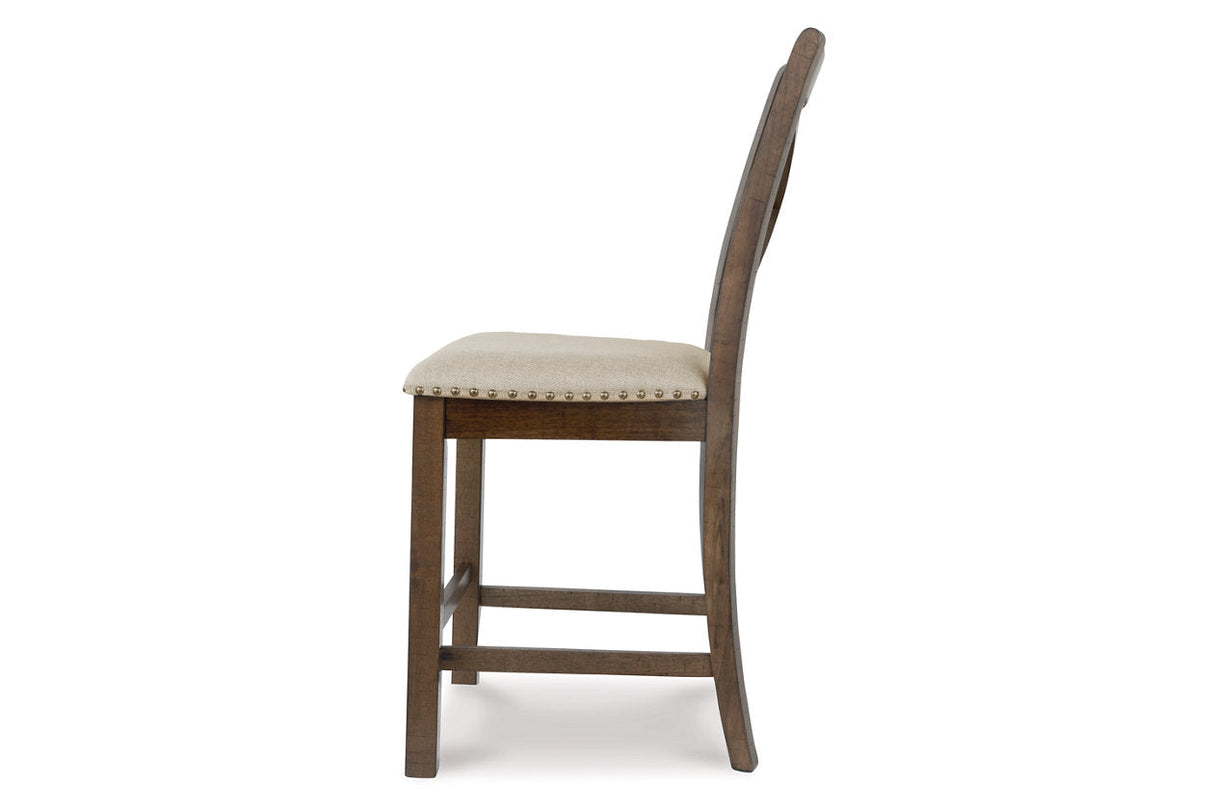 Moriville Grayish Brown Counter Height Dining Table with 4 Barstools and Bench by Ashley at Eve Furniture